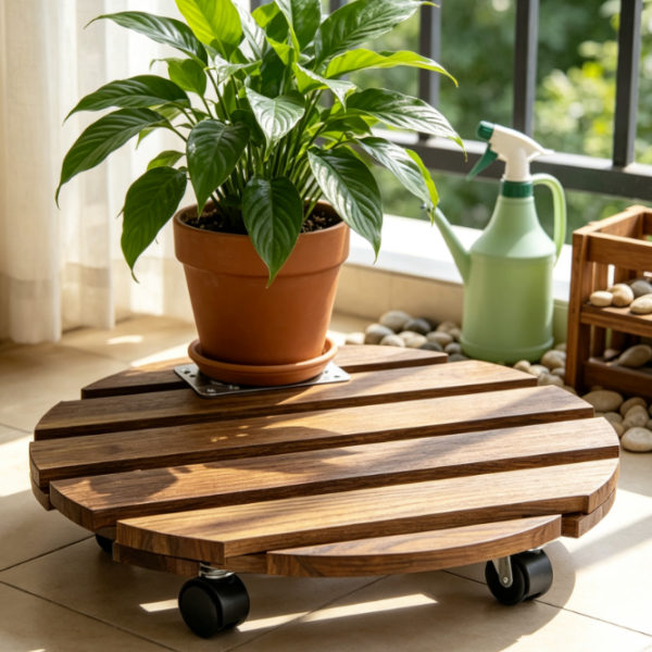 Premium Wooden Plant Caddy With Locking Wheels