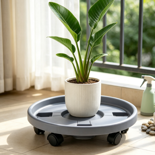 Heavy-Duty Round Plant Caddy Set With Wheels
