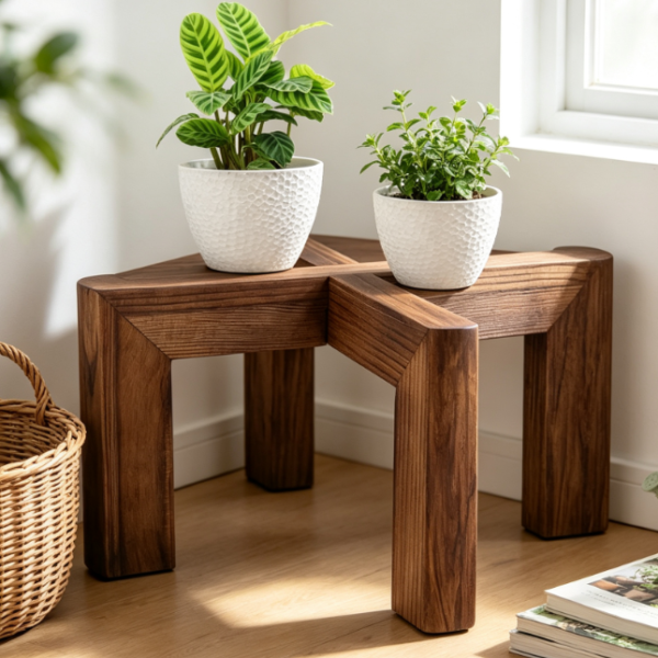 Sturdy And Durable Wooden Plant Stand For Indoor/Outdoor Use