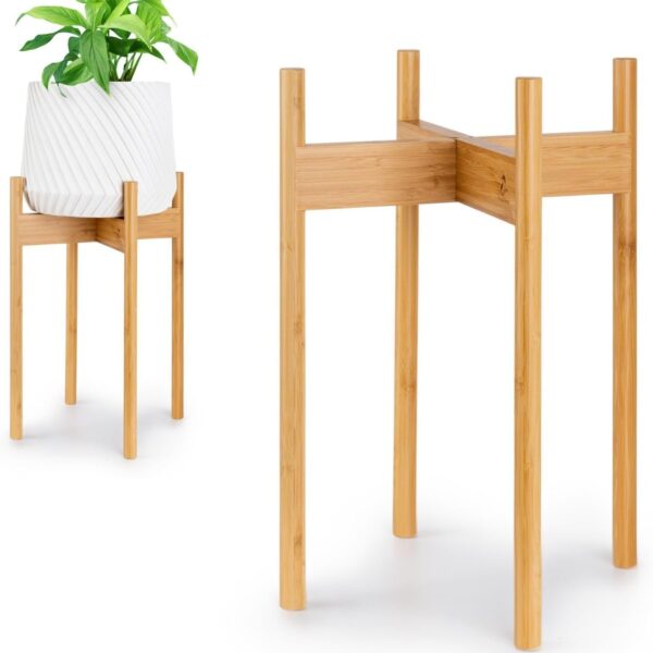 Modern Tall Interlocking Bamboo Plant Stand