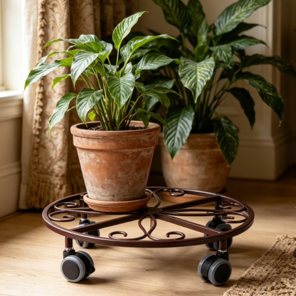 Heavy-Duty Metal Plant Caddy Set With Wheels