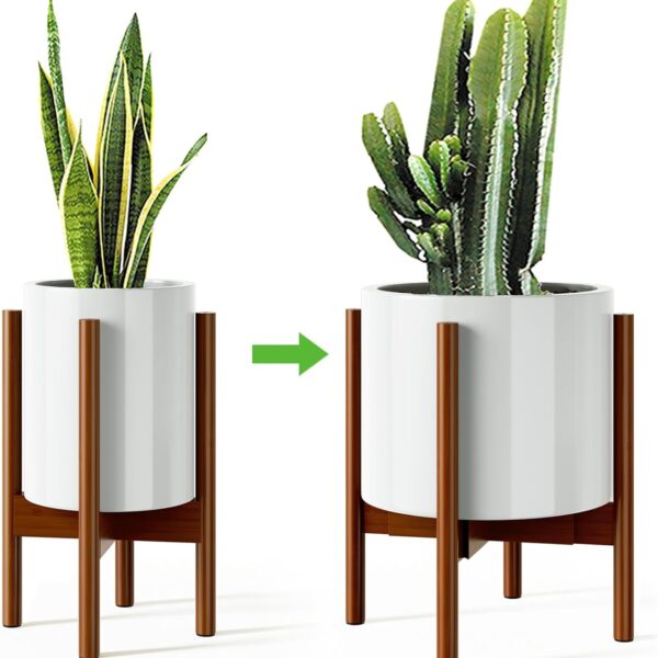 Adjustable-Width Bamboo Floor Plant Stand