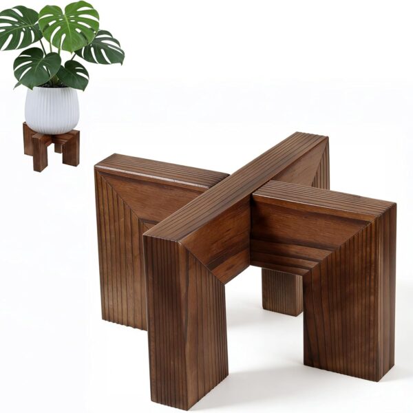 Modern Single-Tier Wooden Plant Stand Base