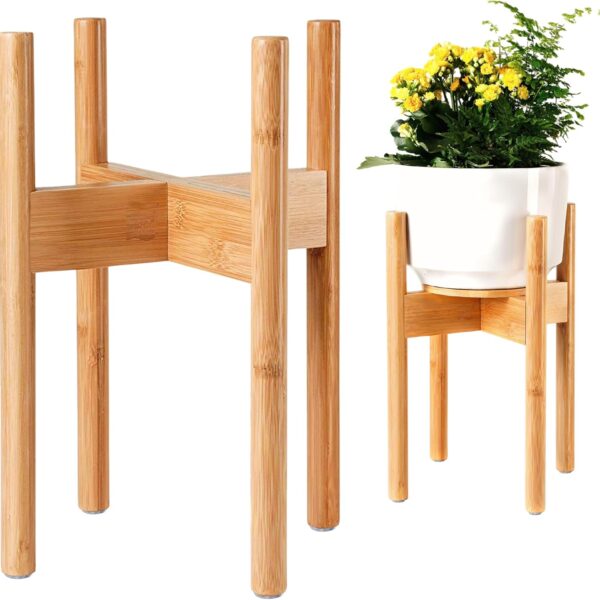 Adjustable Bamboo Corner Plant Stand (Floor or Tabletop Use)