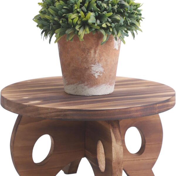Round Rustic Farmhouse-Style Wooden Plant Riser